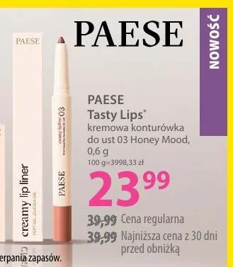 Kremowa konturówka do ust Paese Tasty Lips 03 Honey Mood promocja w Hebe