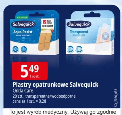 Plastry opatrunkowe Salvequick Aqua Resist promocja w Leclerc
