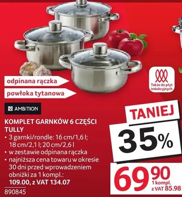 Komplet garnków 6 części INOX AMBITION promocja w Selgros