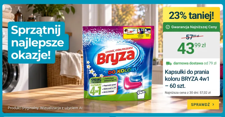 Kapsułki do prania koloru Bryza 4w1 promocja w ERLI