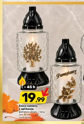 Znicz szklany z aplikacją promocja w Bricomarche
