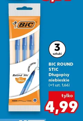 Długopisy niebieskie BIC Round Stic 3-pak promocja w Kaufland