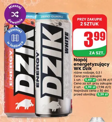 Napój energetyzujący WK Dzik promocja w Dino