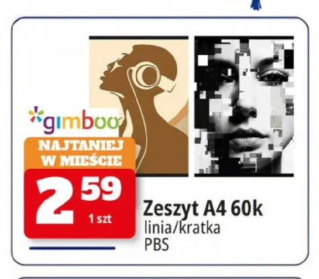 Zeszyt A4 Gimboo 60 kartek kratka promocja w Leclerc