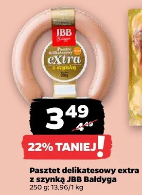 Pasztet delikatesowy extra z szynką JBB Bałdyga promocja w Netto