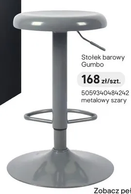 Stołek barowy Gumbo metalowy szary promocja w Castorama