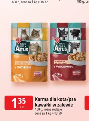 Karma dla kota kawałki w zalewie z wołowiną Tous Mes Amis promocja w Leclerc