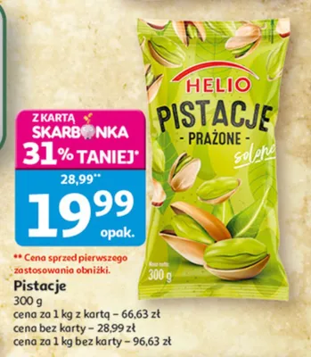 Pistacje prażone solone Helio promocja w Auchan