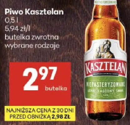 Piwo Kasztelan butelka zwrotna wybrane rodzaje promocja w Delikatesy Centrum