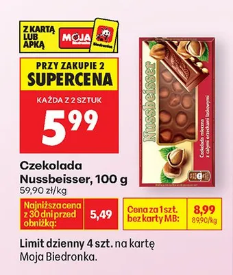 Czekolada Nussbeisser promocja w Biedronka