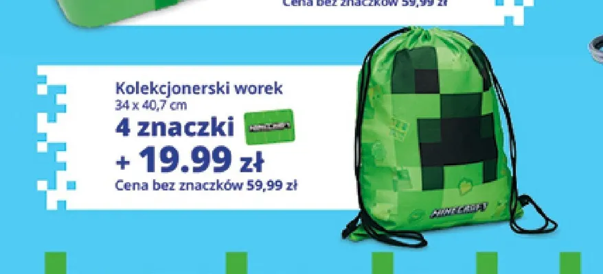 Kolekcjonerski worek Minecraft promocja w Auchan