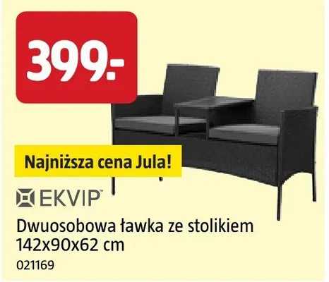 Dwuosobowa ławka ze stolikiem 142x90x62 cm promocja w Jula