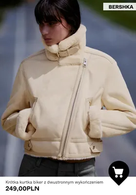 Krótka kurtka biker z dwustronnym wykończeniem Bershka promocja w Bershka
