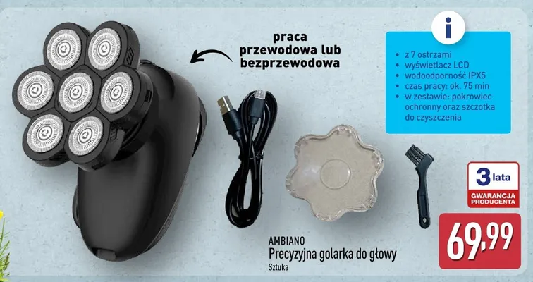 Precyzyjna golarka do głowy promocja w Aldi