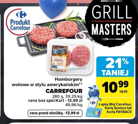 Hamburgery wołowe w stylu amerykańskim Carrefour promocja w Carrefour Market