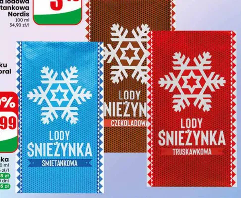 Lody kostka Śnieżynka śmietankowa promocja w Dino