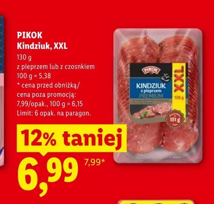 Kindziuk XXL z czosnkiem PIKOK promocja w Lidl