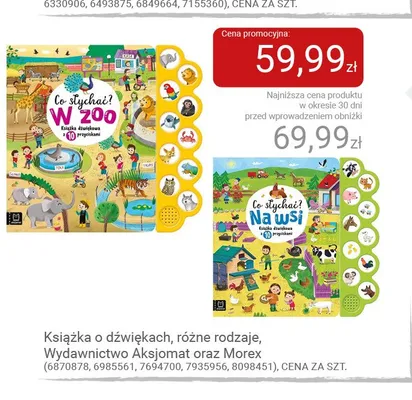 Książka o dźwiękach Co słychać? W zoo Wydawnictwo Aksjomat promocja w Smyk