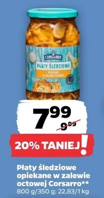 Płaty śledziowe opiekane w zalewie octowej Corsarro promocja w Netto