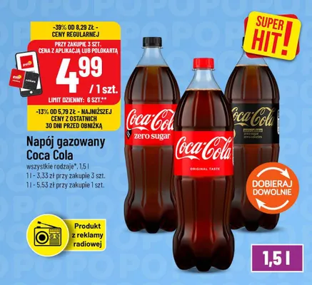 Napój gazowany Coca-Cola Zero Caffeine promocja w POLOmarket