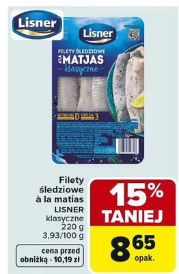 Filety śledziowe à la matias klasyczne LISNER promocja w Carrefour Market
