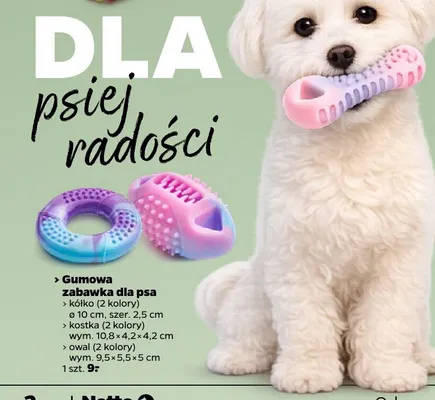 Gumowa zabawka dla psa owal 9,5×5,5×5cm, różne rodzaje promocja w Netto