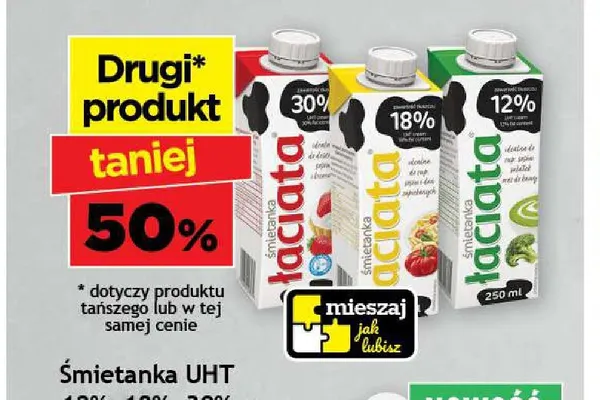 Śmietanka UHT Łaciata 30% promocja w Gram Market