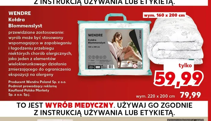 Kołdra Blommenslyst 220x200 cm Wendre promocja w Kaufland