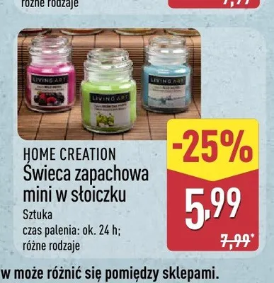 Świeca zapachowa mini w słoiczku Home Creation promocja w Aldi