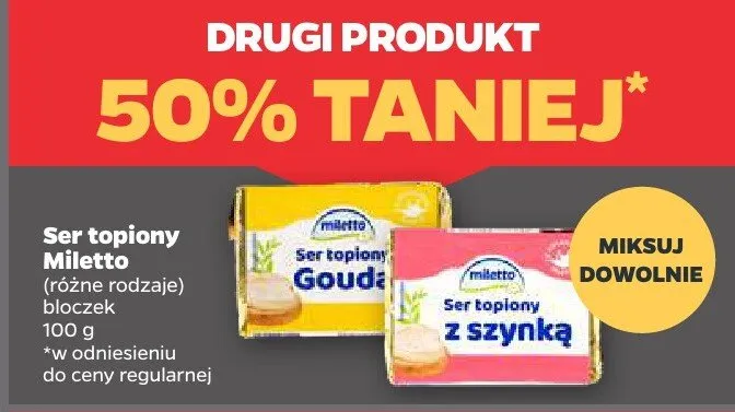 Ser topiony z szynką Miletto bloczek promocja w Netto
