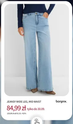 Jeansy wide leg mid waist Bonprix promocja w bonprix