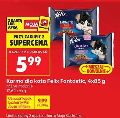 Karma dla kota Fantastic, różne rodzaje promocja w Biedronka