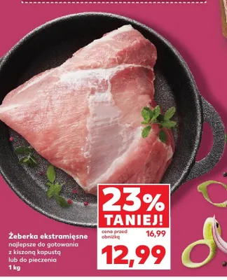 Żeberka ekstramięsne najlepsze do gotowania z kiszoną kapustą lub do pieczenia promocja w Kaufland