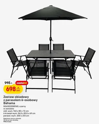 Zestaw obiadowy z parasolem 6-osobowy Bahama promocja w Castorama