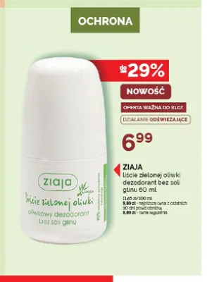 Dezodorant bez soli glinu Ziaja Liście Zielonej Oliwki promocja w Ziko Dermo