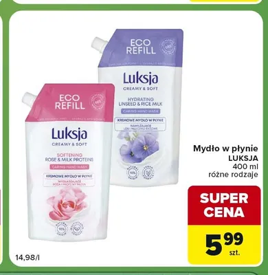 Mydło w płynie Luksja len i mleczko ryżowe promocja w Carrefour Express