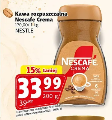 Kawa rozpuszczalna Nescafe Crema promocja w Prim Market