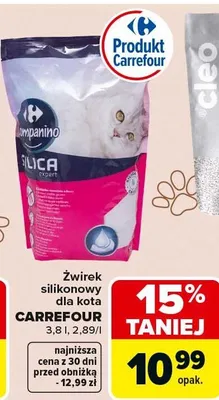 Żwirek silikonowy dla kota Carrefour promocja w Carrefour