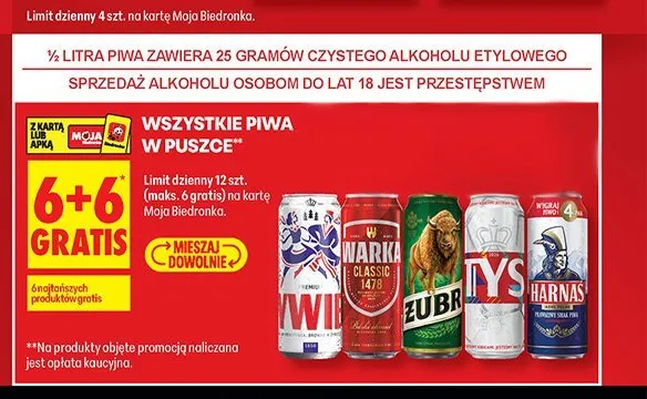 Piwa w puszce promocja w Biedronka