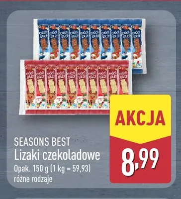 Lizaki czekoladowe Seasons Best promocja w Aldi