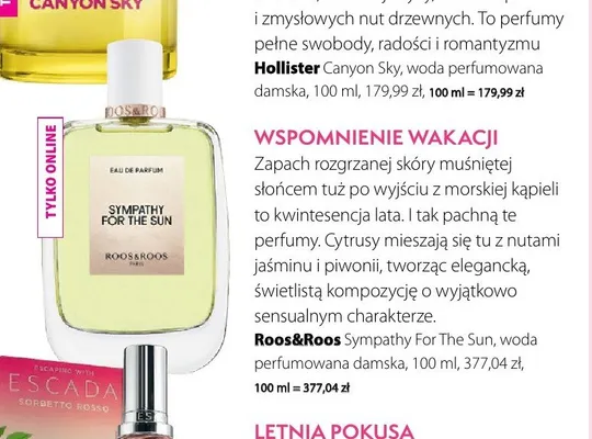 Woda perfumowana damska Roos&Roos Sympathy For The Sun promocja w Hebe