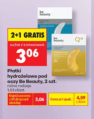 Płatki hydrożelowe pod oczy Be Beauty Coenzyme Q10 promocja w Biedronka