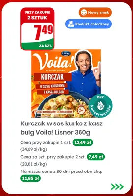 Kurczak w sosie kurkowym z kaszą bulgur Voila! Lisner promocja w Dino