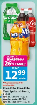 Napój Coca-Cola, Coca-Cola Zero, Sprite lub Fanta promocja w Auchan