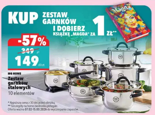 Zestaw garnków stalowych 10 elementów promocja w Biedronka
