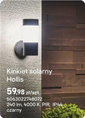 Kinkiet solarny Hollis czarny promocja w Castorama