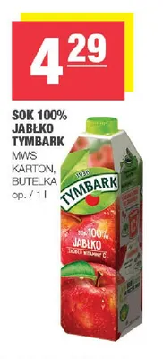 Sok 100% jabłko Tymbark karton promocja w SPAR