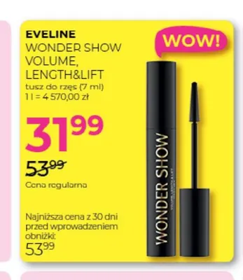 Tusz do rzęs Wonder Show Volume, Length & Lift Eveline promocja w Drogerie Jawa