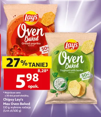 Chipsy Lay's Max Oven Baked Yoghurt with herbs promocja w Auchan