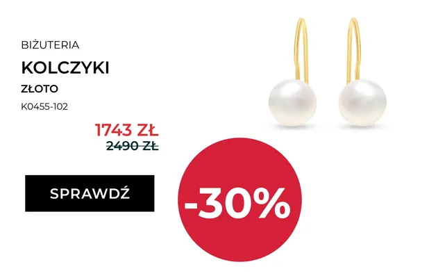 Kolczyki złote z perłami Briju promocja w Briju